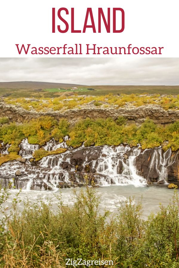 Wasserfall Hraunfossar Island Pin