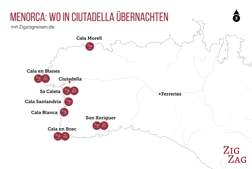 Karte: Schönste Ciutadella Stadtteile um zu übernachten