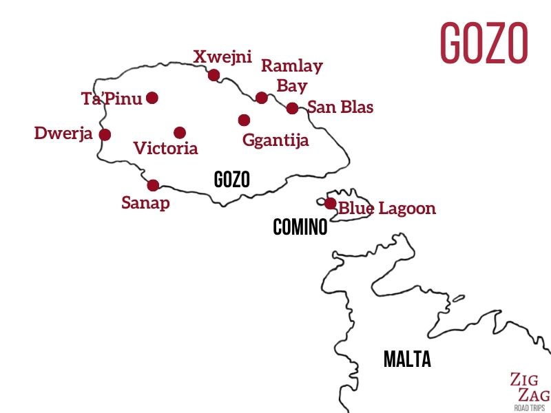 Karte sehenswurdigkeiten gozo attraktionen
