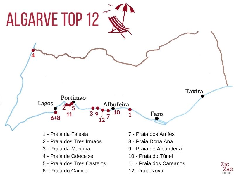 karte beste strande algarve