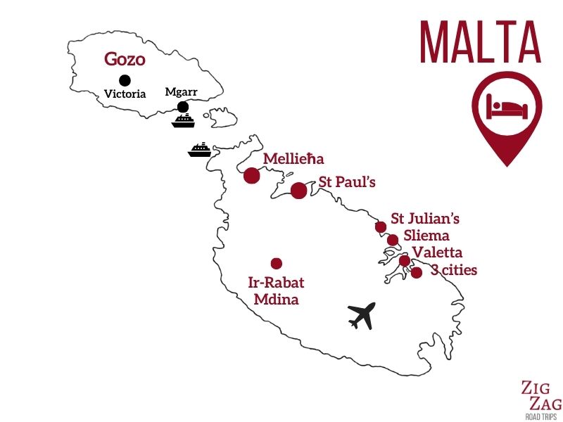Karte Malta Reiseziele Urlaubsorte